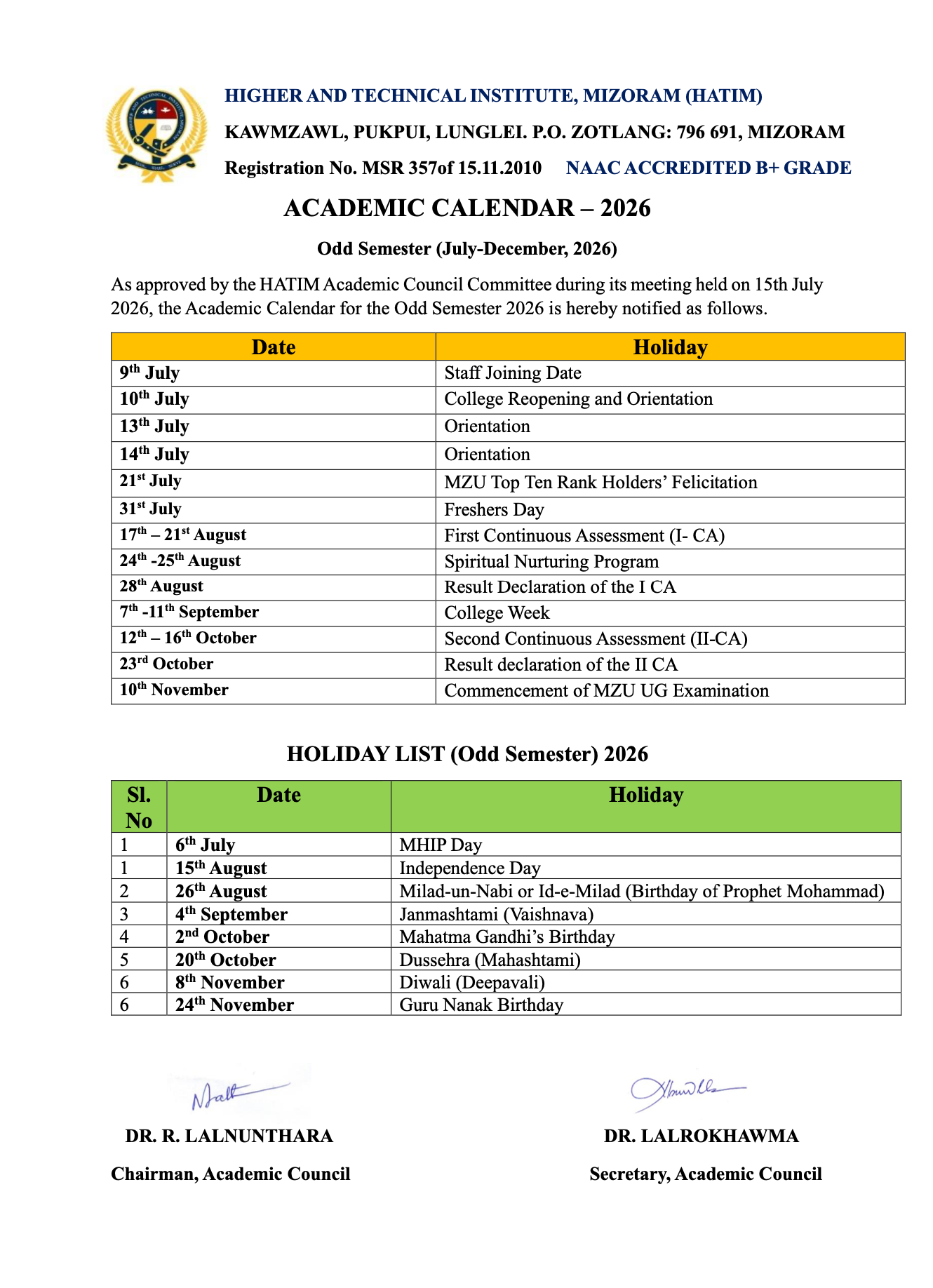 Academic Calendar 2026